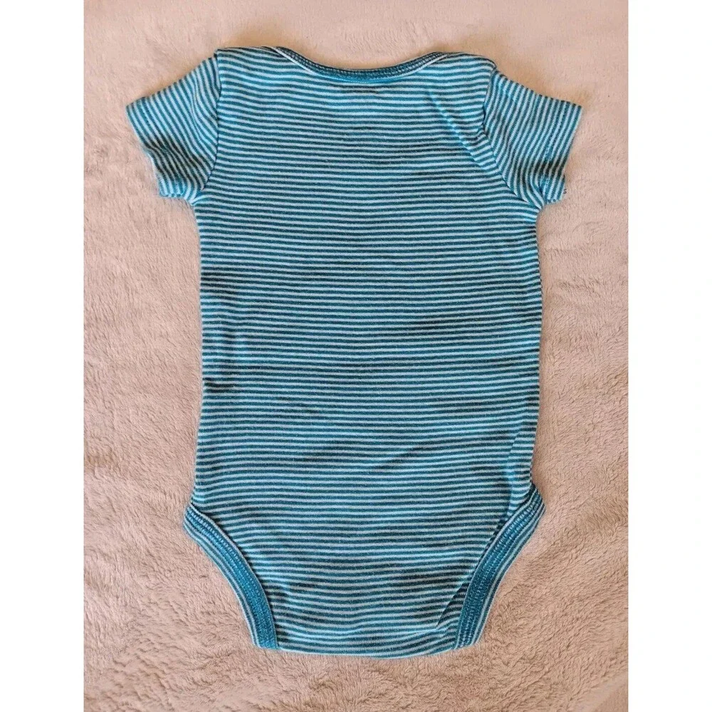 Shirt 0 To 3 month New Boys Carters Short sleeve White Aqua Blue Striped baby